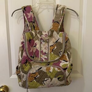 Vera Bradley Green/Tans/Purple Floral Backpack